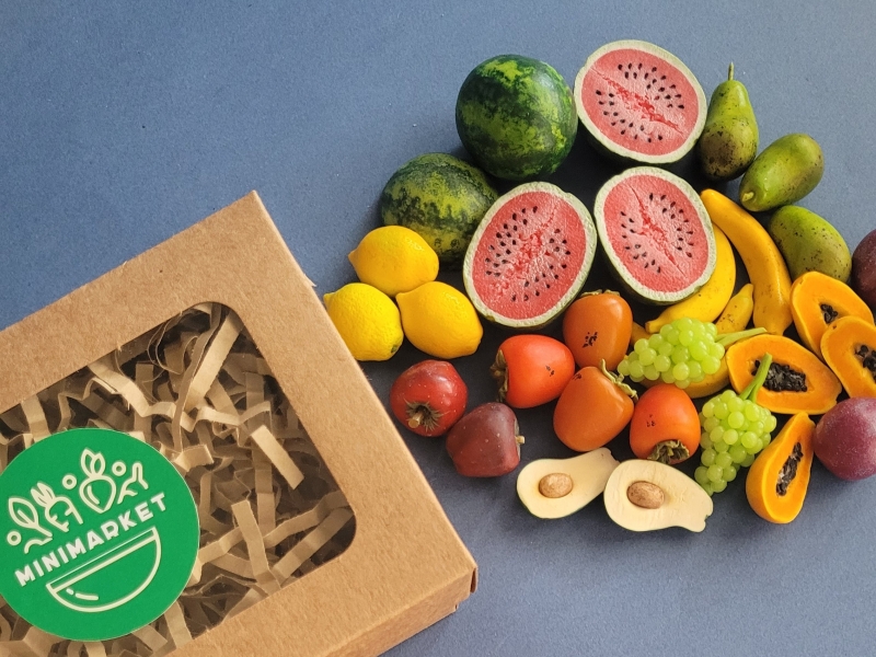 El Yapımı Minyatür Meyve Seti (10 Parça) – Oyuncak Mutfak & Bebek Evi Aksesuarı