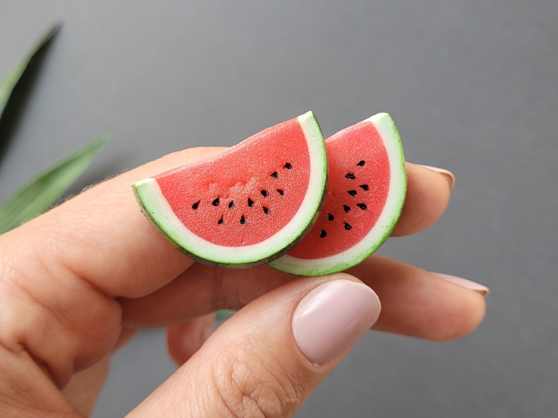 Minyatür Karpuz Dilimi Bebek Evi Aksesuarı Minyatür Yiyecek Oyuncak Mutfak (1 Adet)