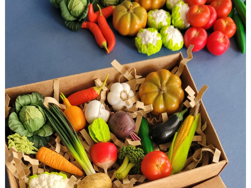 Standart Boy Minyatür Sebze Seti – 17 Parça Minyatür Sebzeler | Bebek Evi Aksesuarı, Oyuncak Mutfak, Montessori Oyuncak